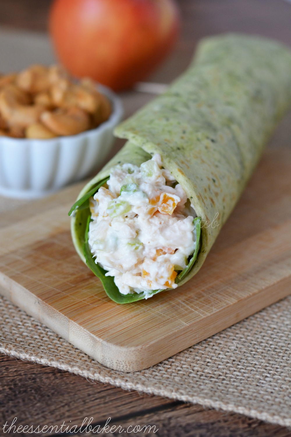 Easy Chicken Cashew Spinach Wraps