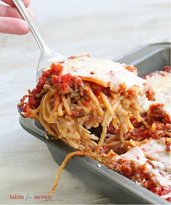 Italian Sausage Baked Spaghetti Casserole | AllFreeCasseroleRecipes.com