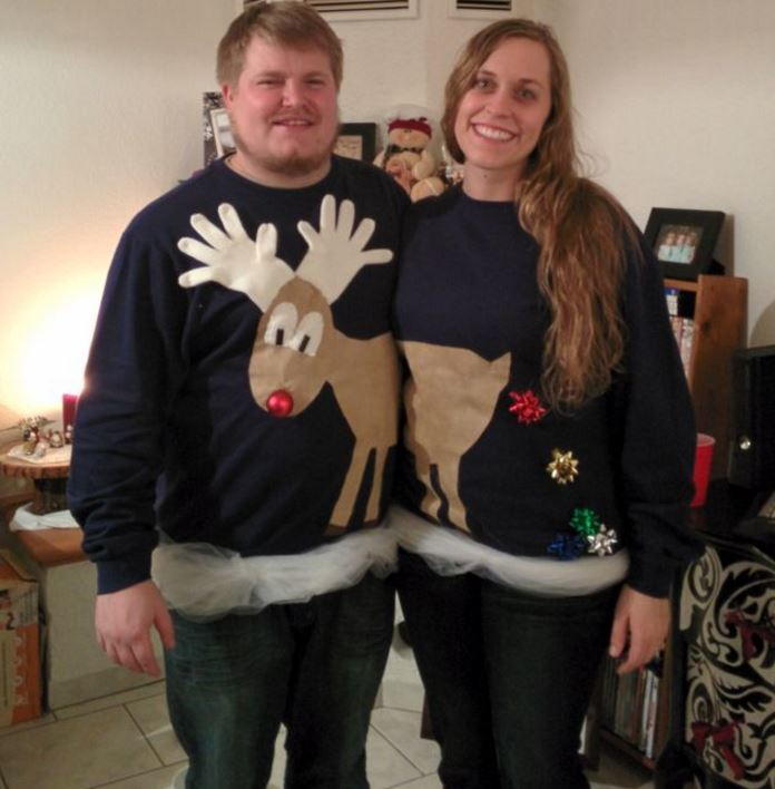 reindeer couples ugly sweater idea religious christmas tree toppers