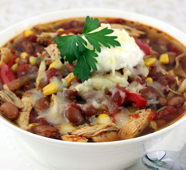 Slow Cooker Shredded Chicken Chili