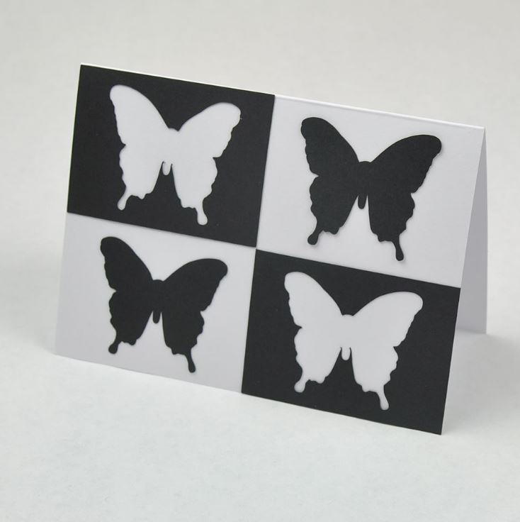 Black &amp; White Butterfly Art DIY Greeting Card | AllFreePaperCrafts.com