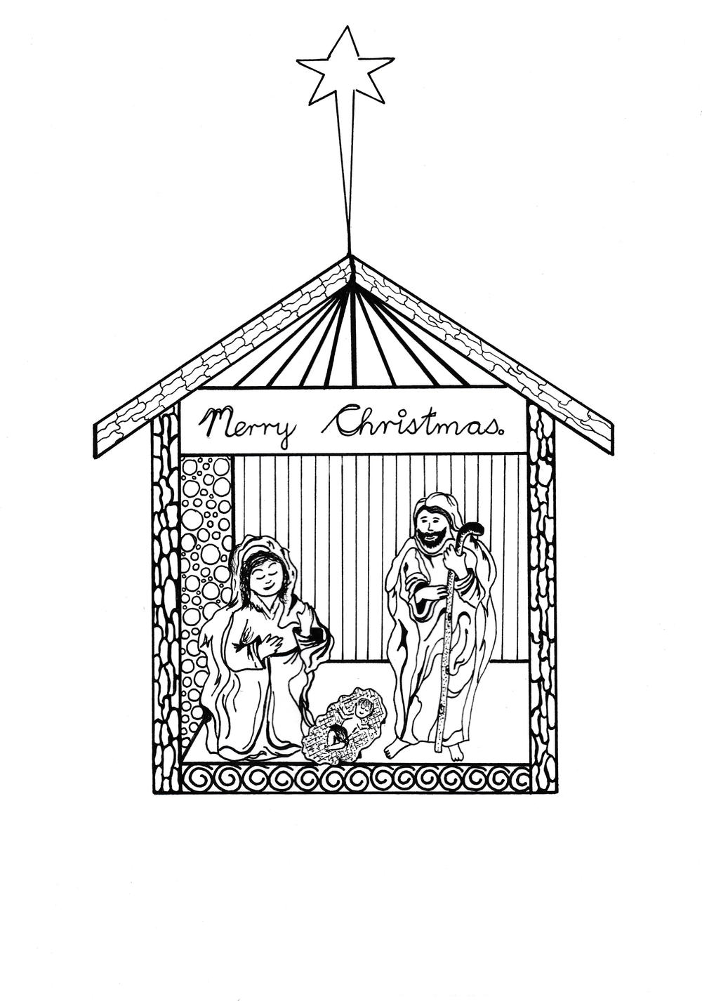 Download Free Printable Nativity Scene Coloring Pages | AllFreeChristmasCrafts.com