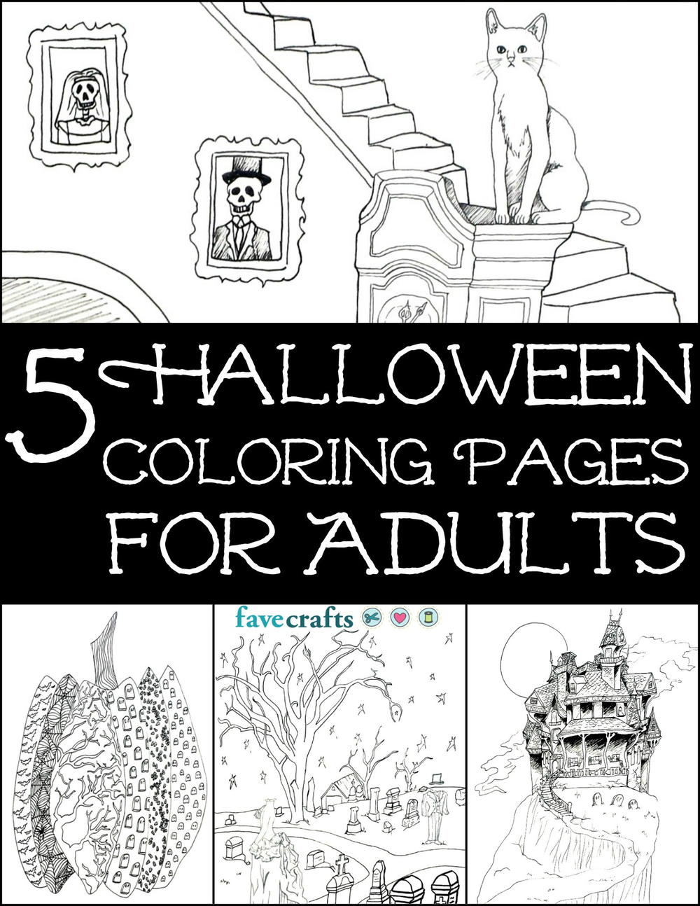 Download 5 Free Halloween Coloring Pages for Adults PDF | FaveCrafts.com