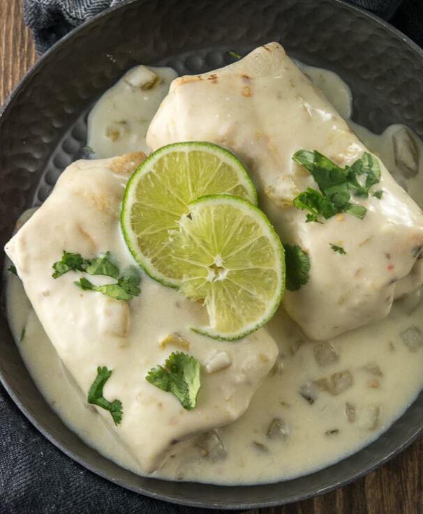 Slow Cooker Smothered Chicken Burritos