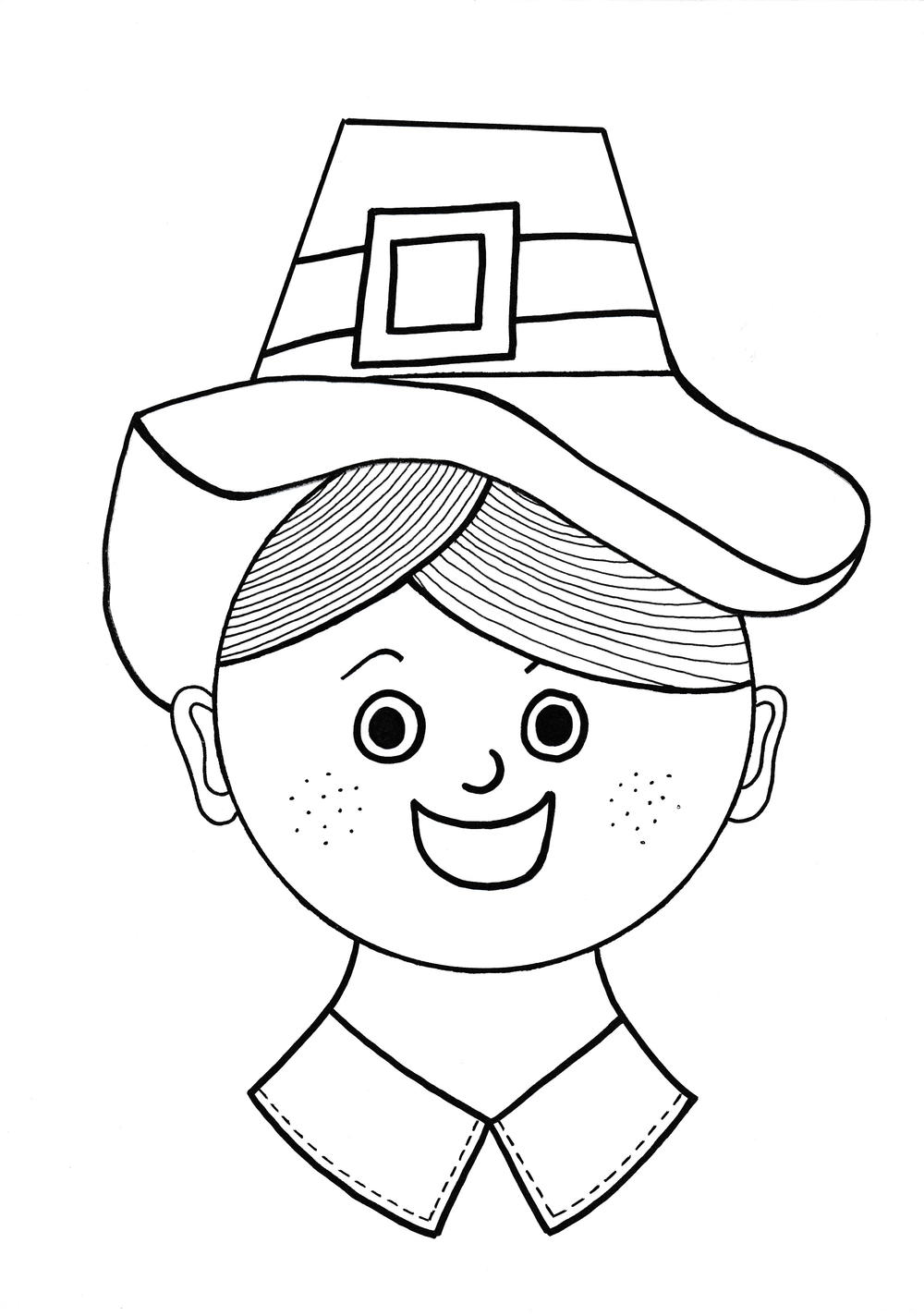 Thanksgiving Pilgrim Coloring Page | AllFreeKidsCrafts.com