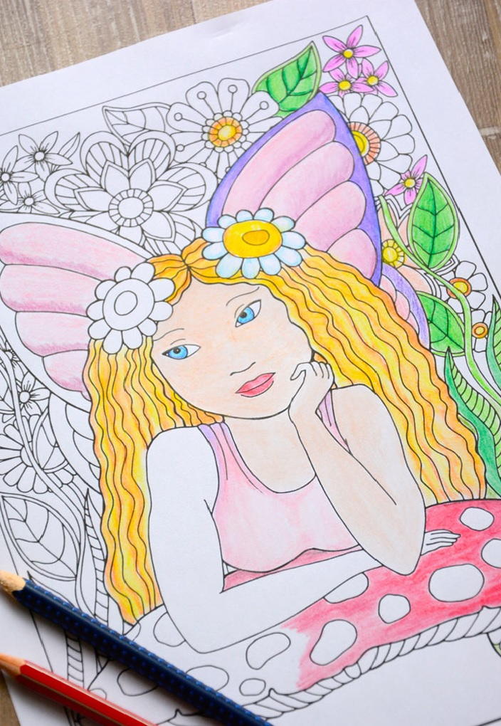 Enchanting Fairy Coloring Page | FaveCrafts.com