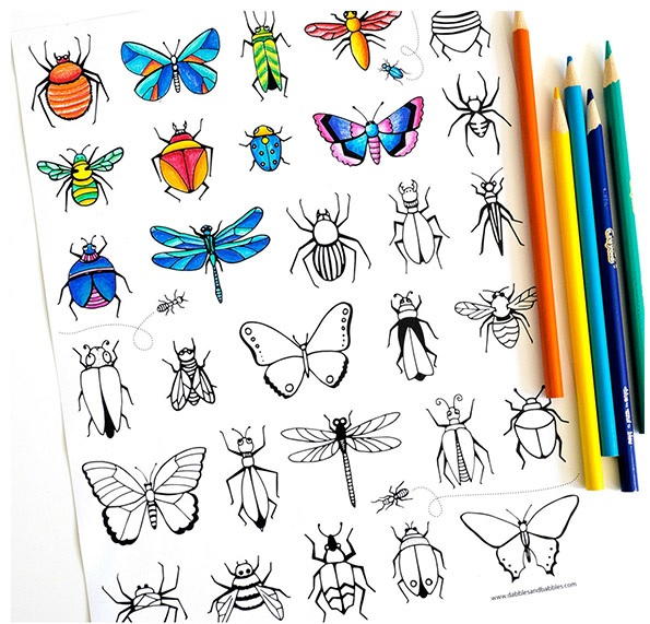 Download Butterflies and Bugs Coloring Page | FaveCrafts.com