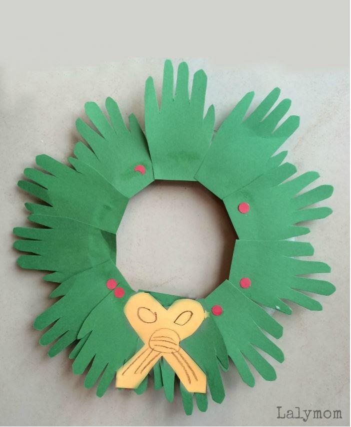 Christmas Holiday Handprint Wreath | AllFreeKidsCrafts.com