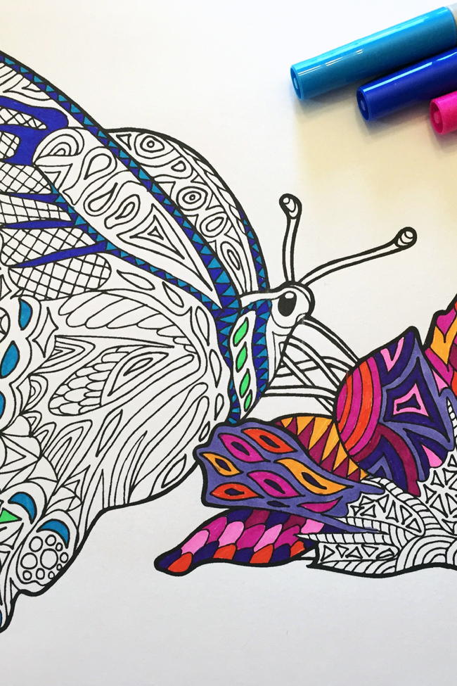 Butterfly Zentangle Coloring Page | FaveCrafts.com