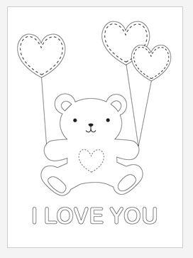 Download Valentine Teddy Bear Coloring Page | FaveCrafts.com