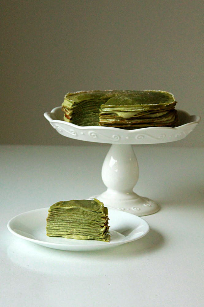 Green Tea Crepe Cake | TheBestDessertRecipes.com