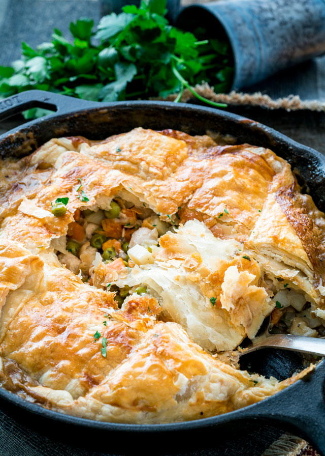 Cast Iron Skillet Chicken Pot Pie | AllFreeCasseroleRecipes.com