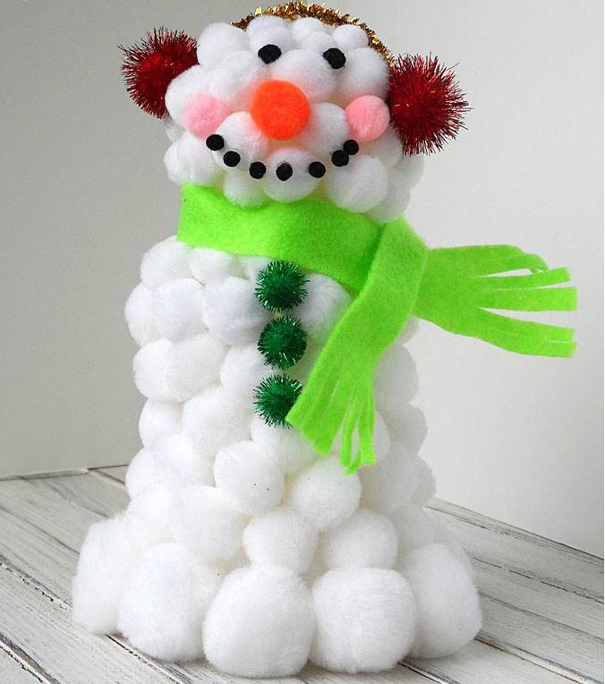 Fluffy Pom Pom Snowman Craft | AllFreeChristmasCrafts.com