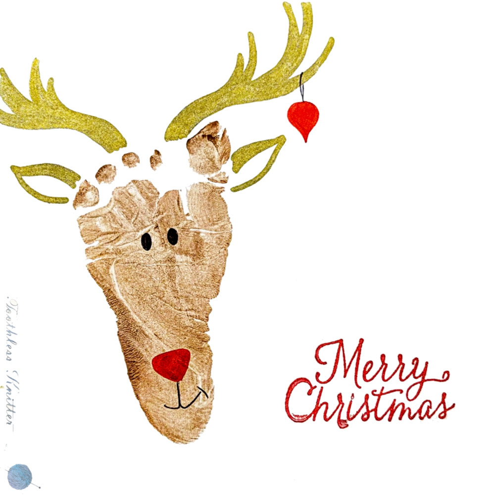 Reindeer Footprint Christmas Cards | AllFreePaperCrafts.com