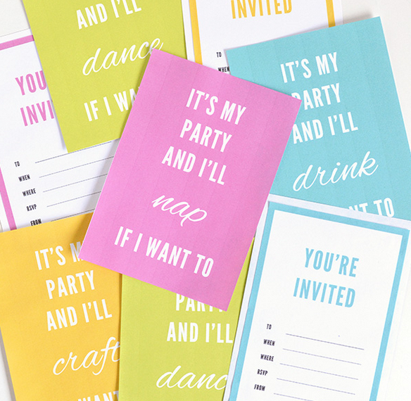 It's My Party Free Printable Invitations | AllFreePaperCrafts.com