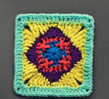 Primary Diamond Granny Square | AllFreeCrochetAfghanPatterns.com