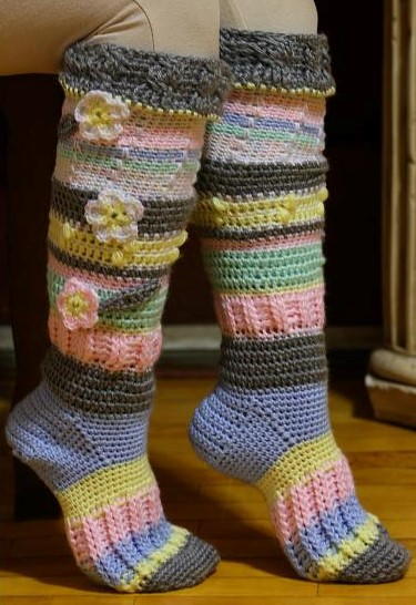 Colorful Knee High Socks AllFreeCrochet Fascinating Crochet Sock Pattern Colorful Knee High Socks AllFreeCrochet Fascinating Crochet Sock Pattern