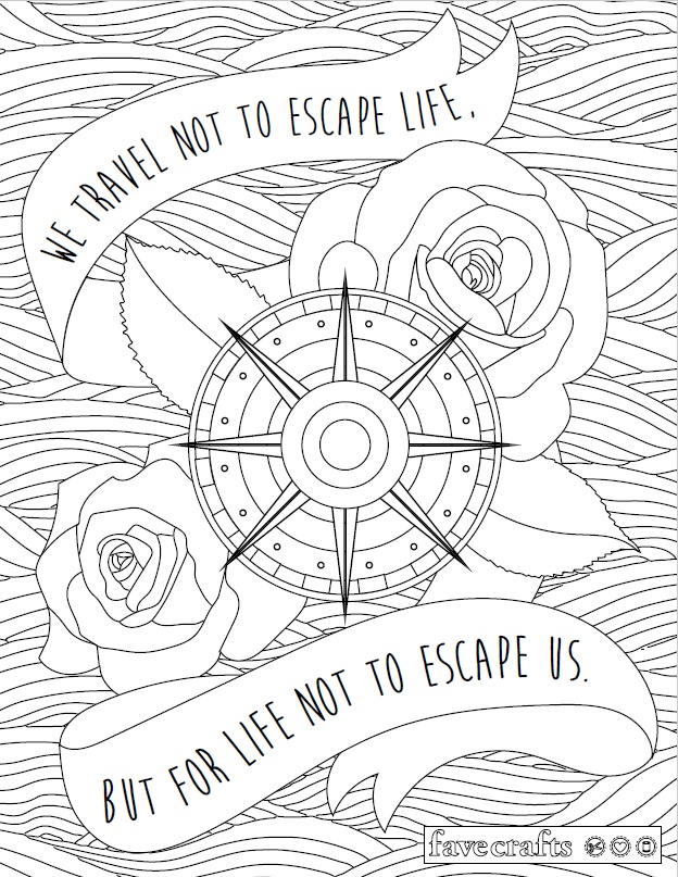 Travel Escape Adult  Coloring  Page  FaveCrafts com Travel Escape Adult  Coloring  Page  FaveCrafts com