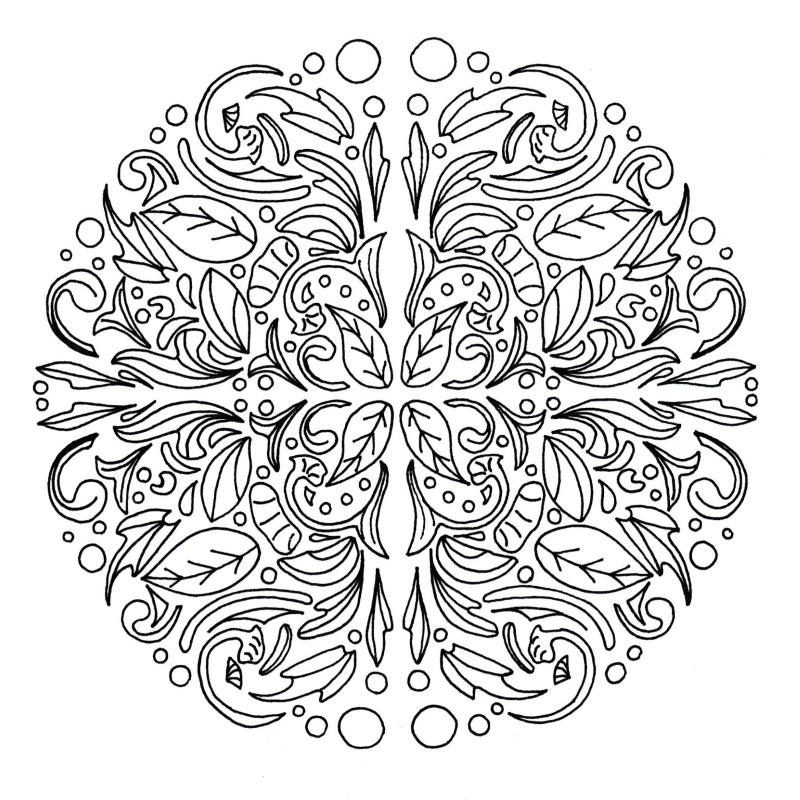 Swirling Leaves Relaxing Mandala Adult Coloring Page  FaveCrafts.com