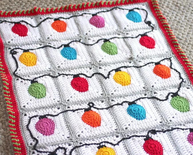 Crochet Christmas Lights Afghan Pattern | AllFreeCrochetAfghanPatterns.com