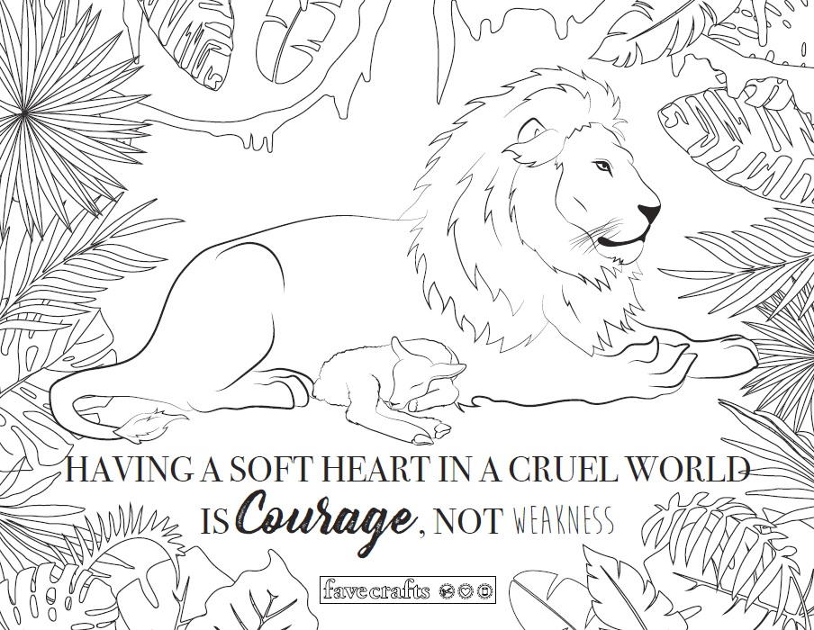 Lamb and Lion Coloring Page