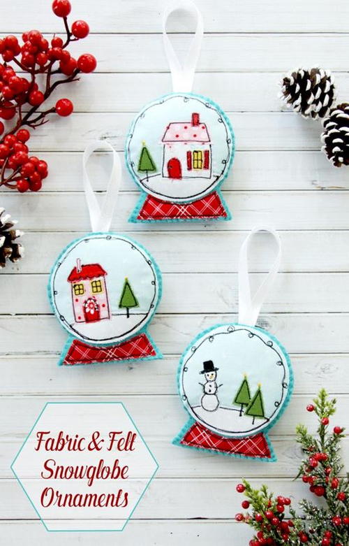 Felt and Fabric Snow Globe DIY Ornament AllFreeSewing com Felt and Fabric Snow Globe DIY Ornament AllFreeSewing com