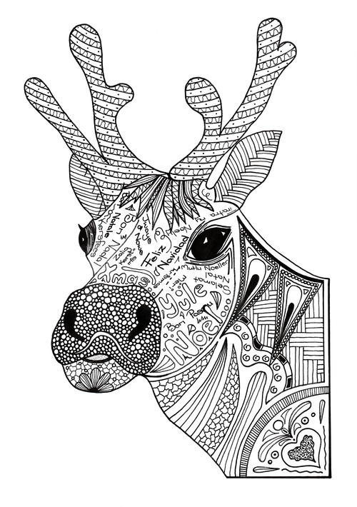 Christmas Reindeer Adult Coloring Page | FaveCrafts.com
