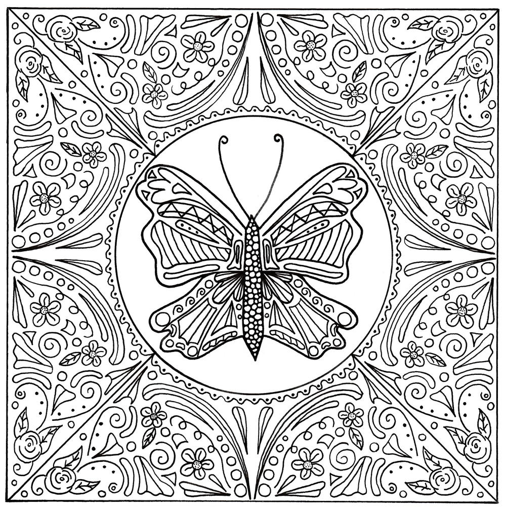 Download Butterfly Lace Mandala Adult Coloring Page | FaveCrafts.com