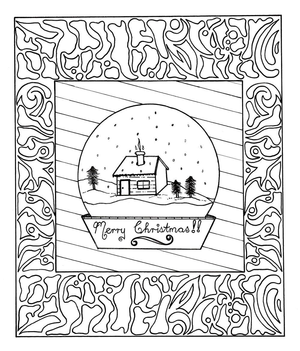 Framed Snow Globe Adult Coloring Page Framed Snow Globe Adult Coloring Page shorter Extra 1000 ID v=