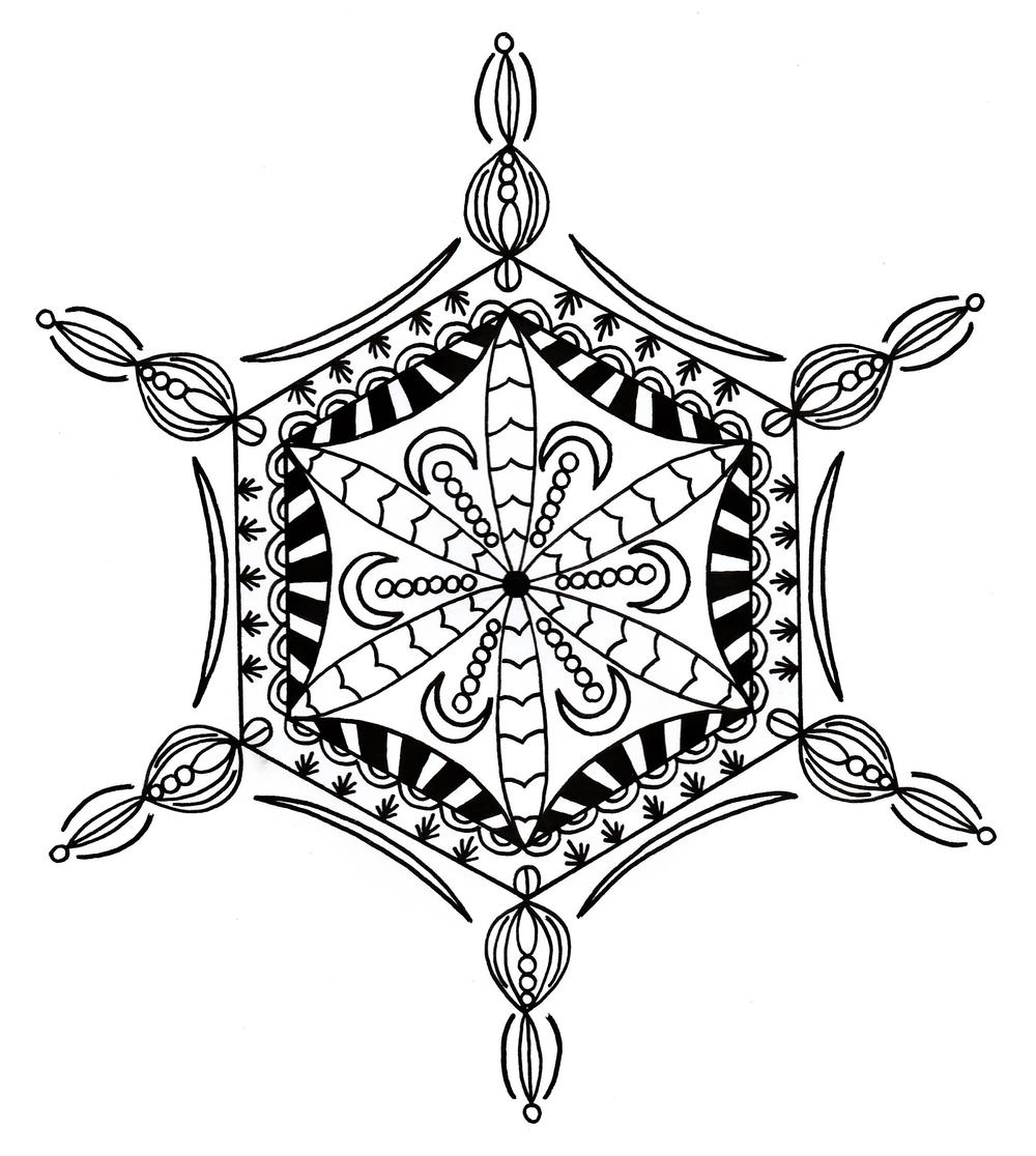 Bejeweled Snowflake Adult Coloring Page Shorter Extra 1000 ID v=