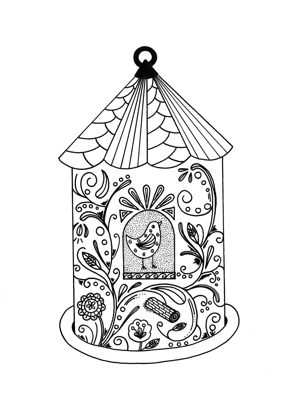 Download Whimsical Bird House Adult Coloring Page | FaveCrafts.com
