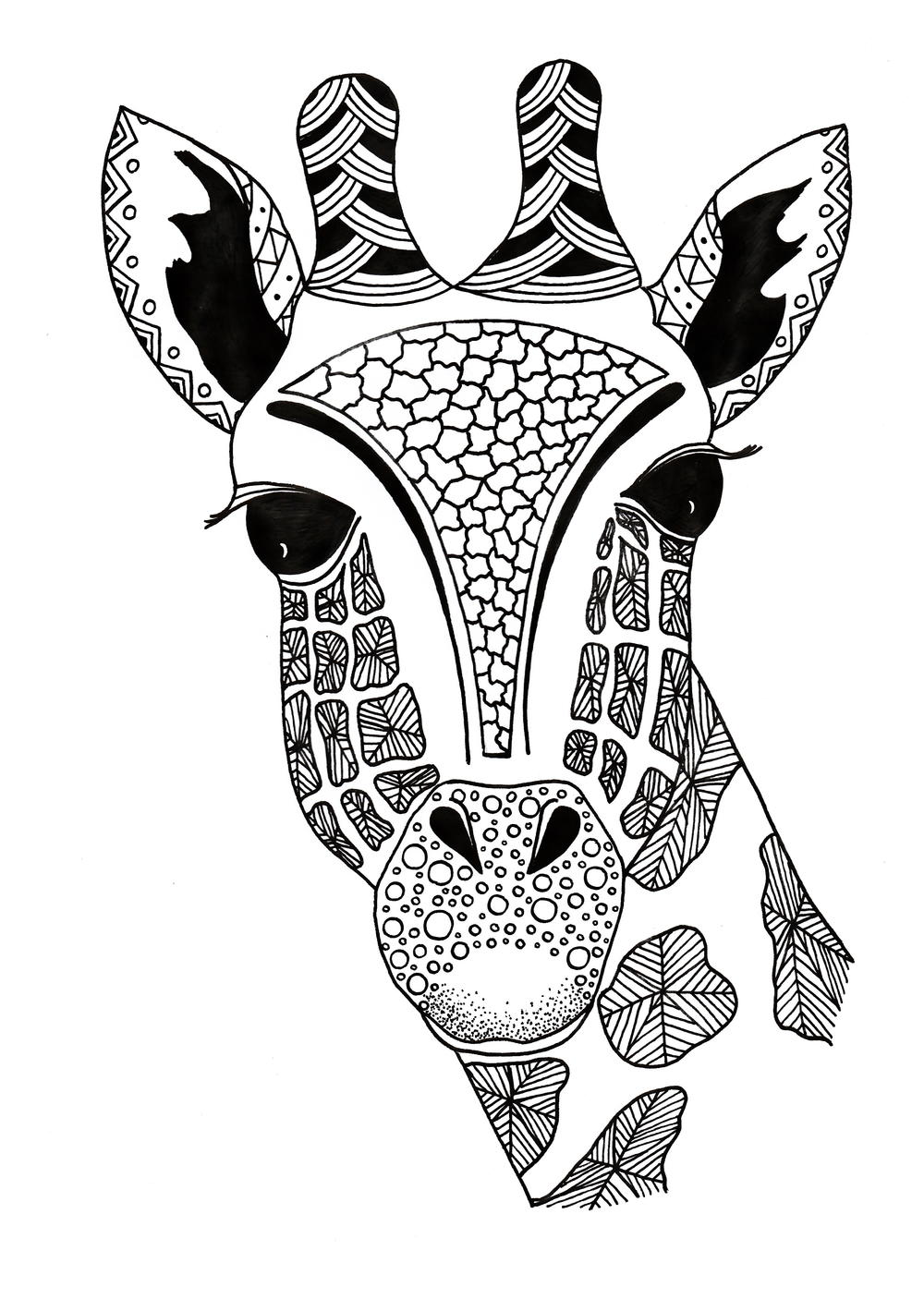 Download Zentangle Giraffe Printable Coloring Page ...