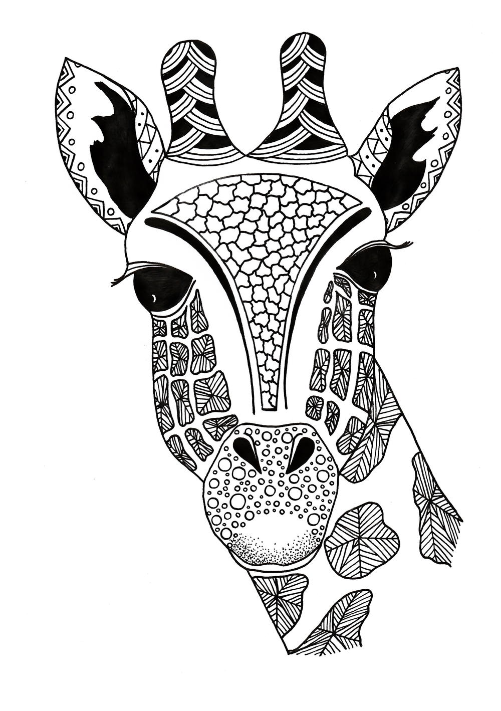 Zentangle Giraffe Printable Coloring Page ...