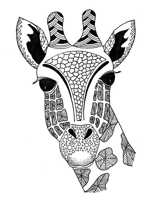Download Zentangle Giraffe Printable Coloring Page ...