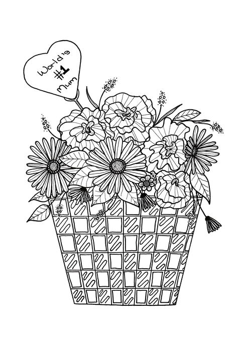 Flower Basket Mother's Day Coloring Page FaveCrafts.com Flower Basket Mother's Day Coloring Page FaveCrafts.com
