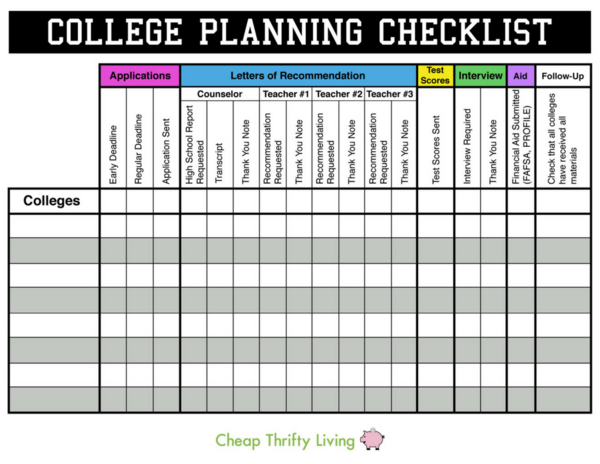 College Planning Checklist + Tips | CheapThriftyLiving.com