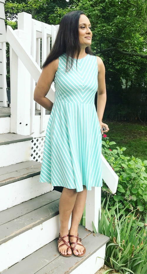 Mixed Stripe Flare Dress