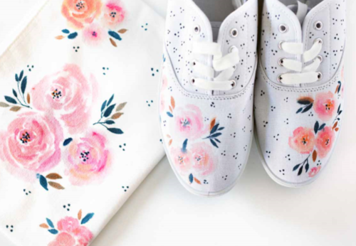 Watercolor Effect Canvas Shoes & Pouch