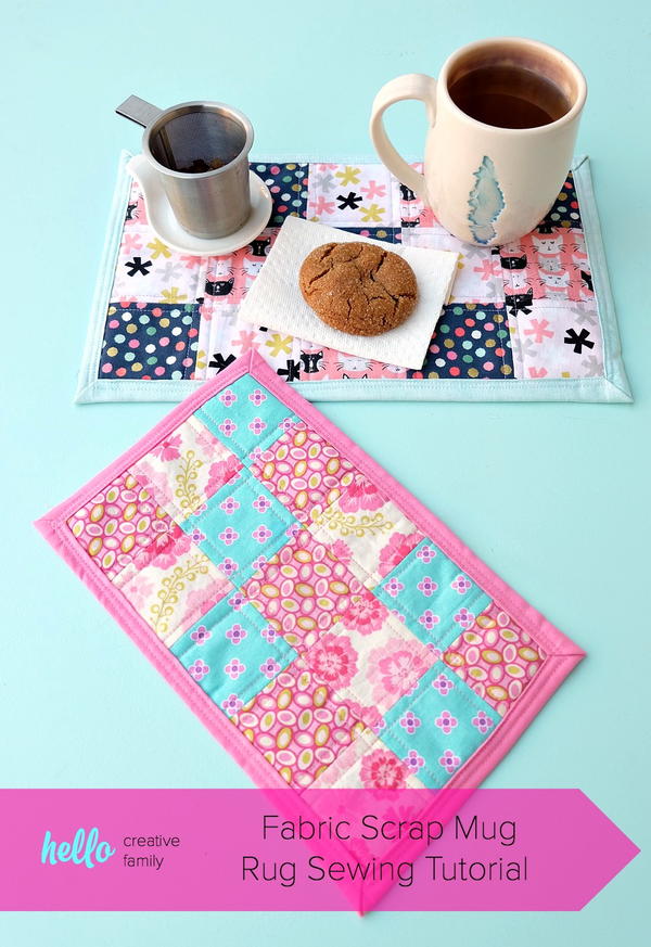 Fabric Scrap Mug Rug Fabric Scrap Mug Rug