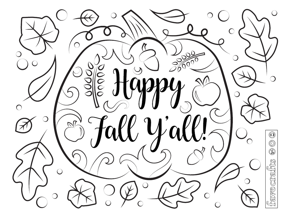 Download Happy Fall Ya'll Coloring Page | FaveCrafts.com