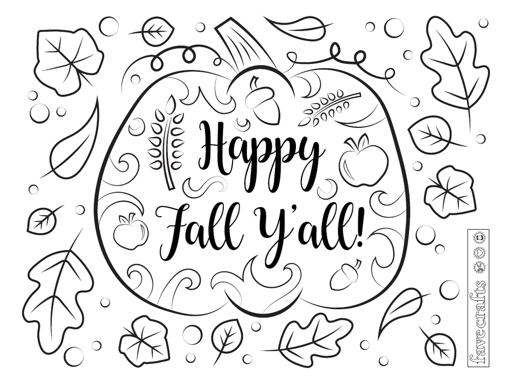 Happy Fall Ya'll Coloring Page | FaveCrafts.com