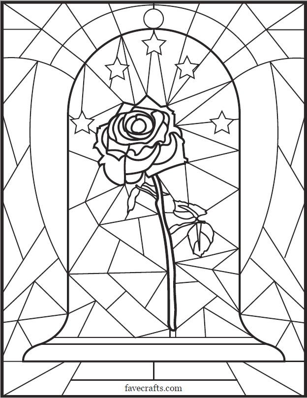 Stained Glass Rose Coloring Page FaveCrafts Stained Glass Rose Coloring Page FaveCrafts