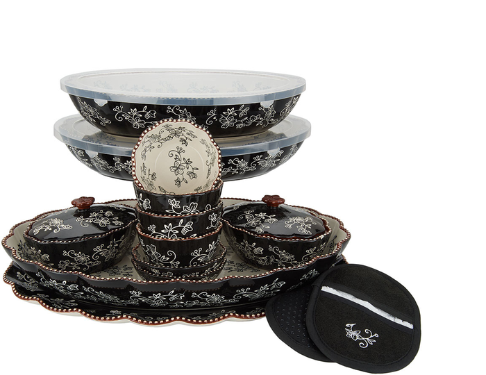 Temp-tations Floral Lace 25-Piece Bakeware Set Temp-tations Floral Lace 25-Piece Bakeware Set