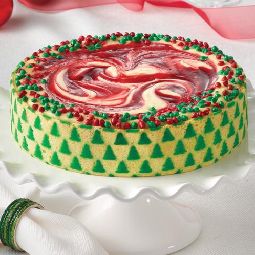 Junior's Strawberry Swirl Designer Christmas Cheesecake Junior's Strawberry Swirl Designer Christmas Cheesecake